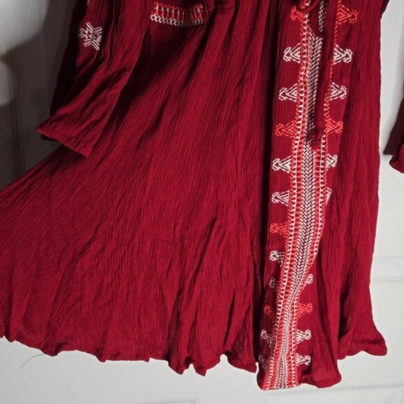 Bohemian Red Summer Top w Embroidery Sz. Medium - Picture 4 of 6